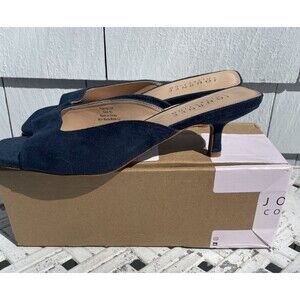 Journee Collection Larna Peep Toe Kitten Heels Navy Faux Suede Womens Size 9.5